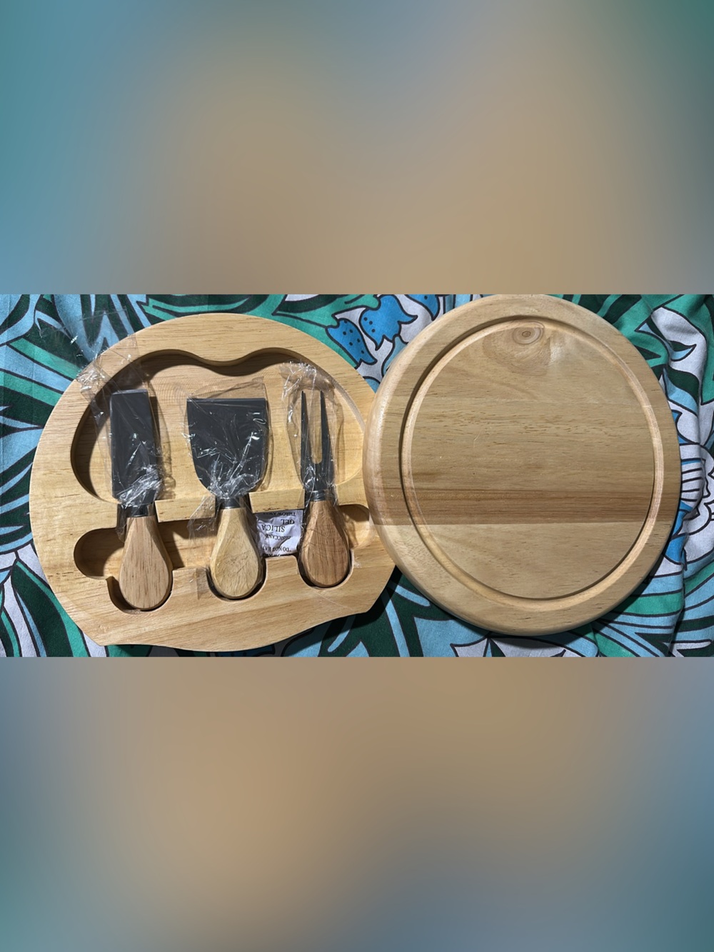 Bamboo Cheese Board Set with 4 Stainless Steel Tools - Natural